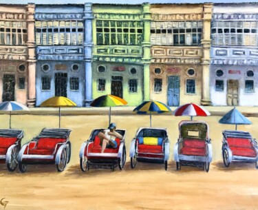 Painting titled "Waiting for custome…" by Laurence Blanchard, Original Artwork, Oil