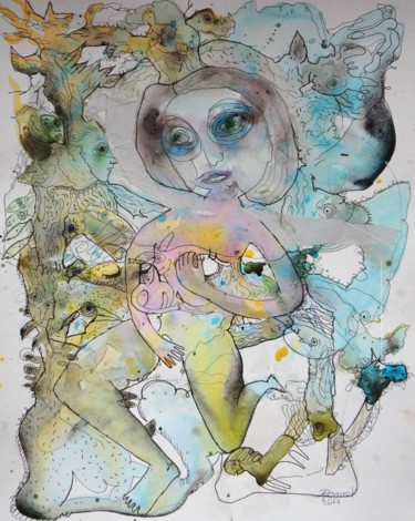 "La belle colorée" başlıklı Tablo Laurence Bonnet tarafından, Orijinal sanat, Suluboya