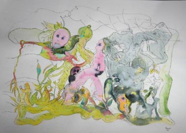 Painting titled "Alchimie végétale 3" by Laurence Bonnet, Original Artwork, Watercolor