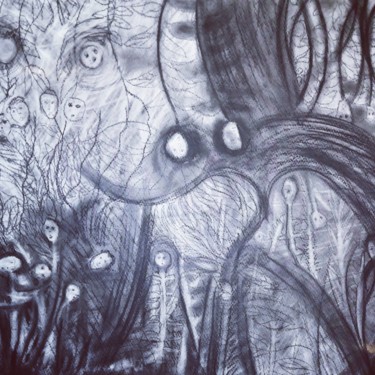 Painting titled "Amazon" by Laurence Bonnet, Original Artwork, Charcoal