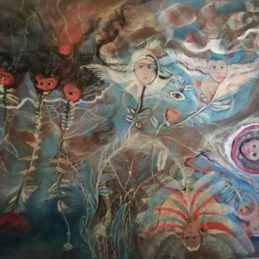 Malerei mit dem Titel "Fleurs" von Laurence Bonnet, Original-Kunstwerk, Pastell