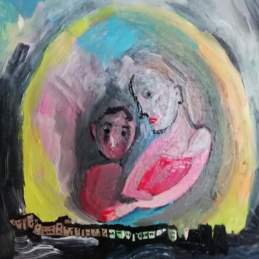 Peinture intitulée "Maternité" par Laurence Bonnet, Œuvre d'art originale, Huile