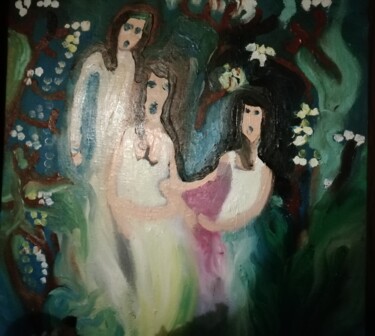 Pittura intitolato "Les 3 sœurs" da Laurence Bonnet, Opera d'arte originale, Olio