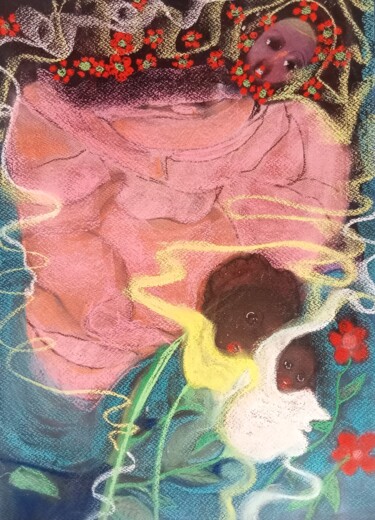 Peinture intitulée "Naissance" par Laurence Bonnet, Œuvre d'art originale, Pastel