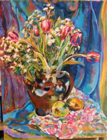 Peinture intitulée "Tulipes" par Laurence Cohen, Œuvre d'art originale