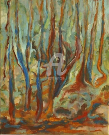 Painting titled "Bouleaux" by Laurence Cohen, Original Artwork