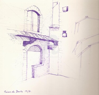 Zeichnungen mit dem Titel "Maison de Dante" von Laurence Cohen, Original-Kunstwerk