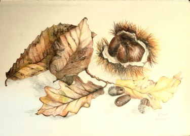 Dessin intitulée "Couleurs d'automne" par Laurence Keriguy, Œuvre d'art originale, Crayon