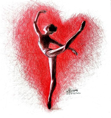 Zeichnungen mit dem Titel "Love dance" von Laurence Keriguy, Original-Kunstwerk, Bleistift