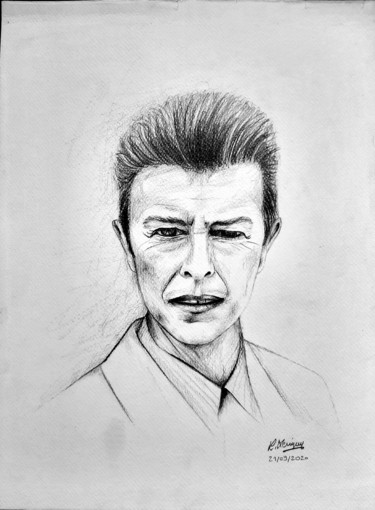 Drawing titled "David Bowie (1)" by Laurence Keriguy, Original Artwork, Pencil