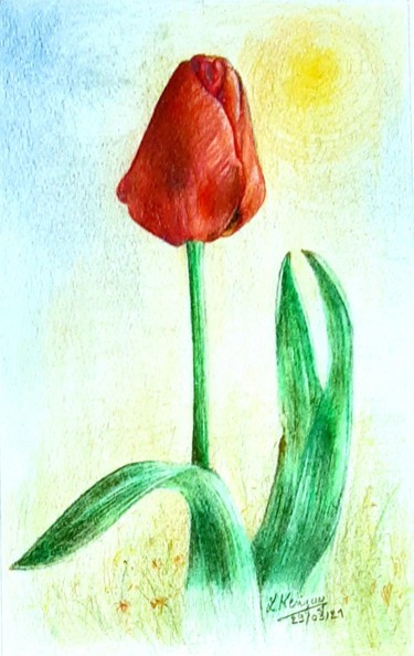 Drawing titled "Le printemps" by Laurence Keriguy, Original Artwork, Pencil