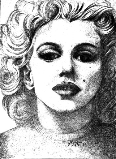 Zeichnungen mit dem Titel "Marilyn Monroe" von Laurence Keriguy, Original-Kunstwerk, Bleistift