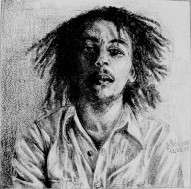 Dessin intitulée "Bob Marley" par Laurence Keriguy, Œuvre d'art originale, Crayon