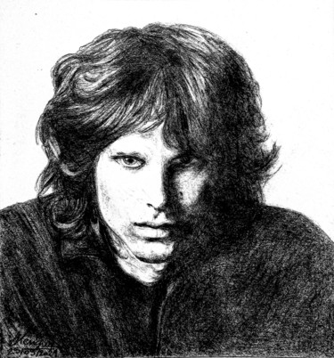 Σχέδιο με τίτλο "Jim Morrison" από Laurence Keriguy, Αυθεντικά έργα τέχνης, Μολύβι