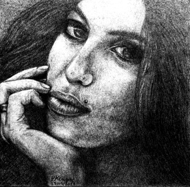 Drawing titled "Amy Winehouse" by Laurence Keriguy, Original Artwork, Pencil