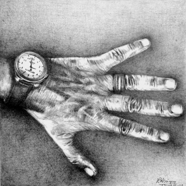 Dessin intitulée "Ma main gauche" par Laurence Keriguy, Œuvre d'art originale, Crayon