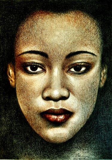 Dessin intitulée "Portrait de jeune f…" par Laurence Keriguy, Œuvre d'art originale, Crayon