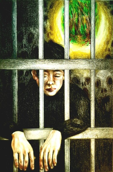 图画 标题为“Prison mentale” 由Laurence Keriguy, 原创艺术品, 铅笔