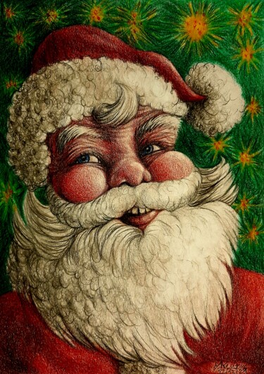 Dessin intitulée "Le Père Noël" par Laurence Keriguy, Œuvre d'art originale, Crayon