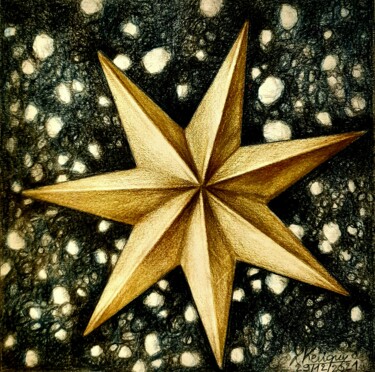 Рисунок под названием "Une étoile dans la…" - Laurence Keriguy, Подлинное произведение искусства, Карандаш