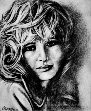 Drawing titled "Monica Vitti" by Laurence Keriguy, Original Artwork, Pencil