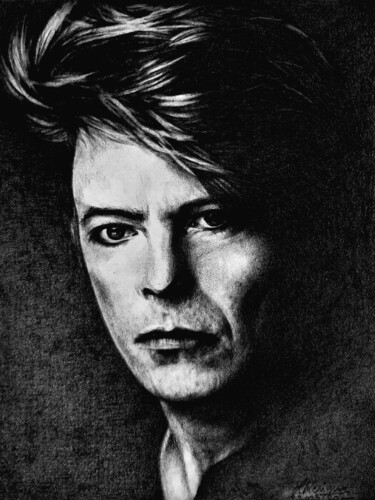 Dessin intitulée "David Bowie (2)" par Laurence Keriguy, Œuvre d'art originale, Crayon