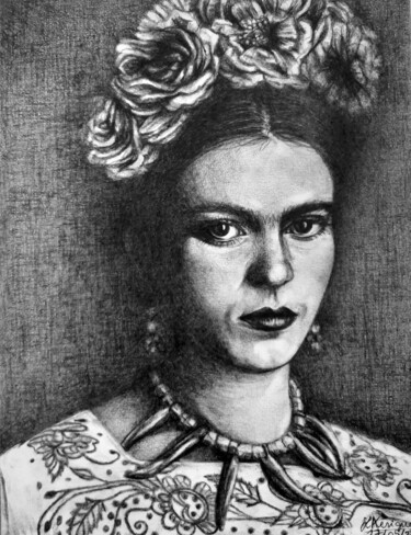 Zeichnungen mit dem Titel "Frida Kahlo" von Laurence Keriguy, Original-Kunstwerk, Bleistift