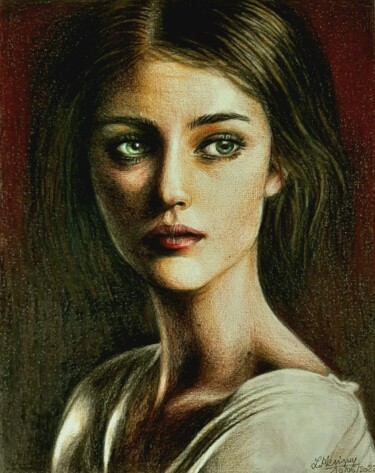 Drawing titled "Les yeux couleur me…" by Laurence Keriguy, Original Artwork, Pencil