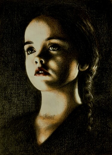 Drawing titled "Mercredi Addams" by Laurence Keriguy, Original Artwork, Pencil