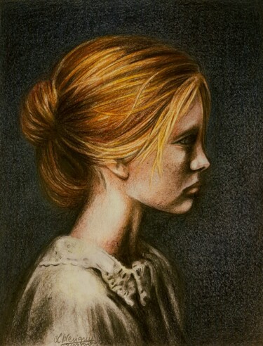 Dessin intitulée "Le chignon" par Laurence Keriguy, Œuvre d'art originale, Crayon