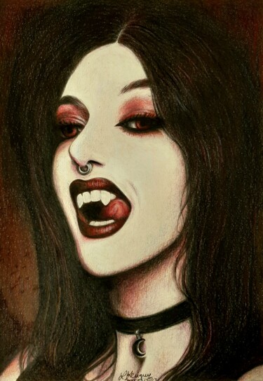 Dibujo titulada "Vampire" por Laurence Keriguy, Obra de arte original, Lápiz