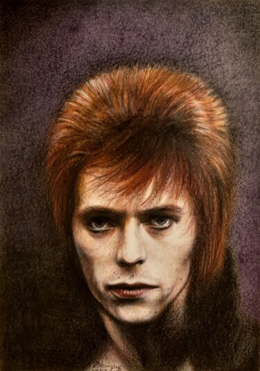 Drawing titled "Beau comme Bowie" by Laurence Keriguy, Original Artwork, Pencil