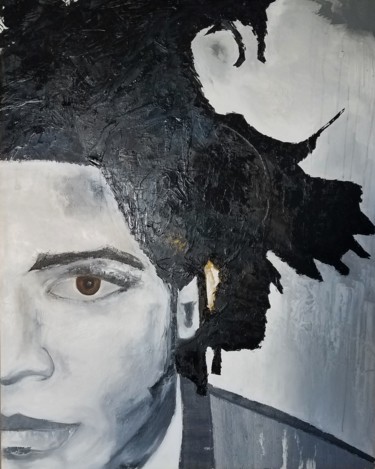 Malerei mit dem Titel "Jean-Michel Basquiat" von Laurence Vandoorne, Original-Kunstwerk, Öl