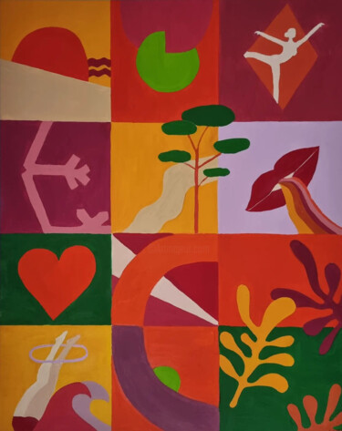 Peinture intitulée "Mosaique" par Laurène Vadé (Lolavad), Œuvre d'art originale, Huile Monté sur Châssis en bois