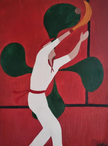 제목이 "Pays-basque"인 미술작품 Laurène Vadé (Lolavad)로, 원작, 기름 나무 들것 프레임에 장착됨