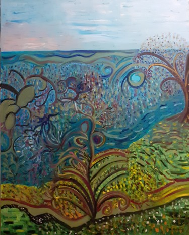 Pintura intitulada "Entre terre et mer" por Elsalidy, Obras de arte originais, Óleo