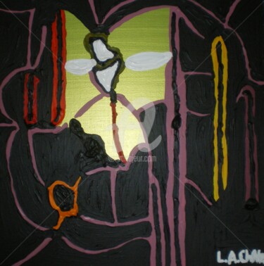 Malerei mit dem Titel "Le masque" von Laurent A. Chatre, Original-Kunstwerk, Acryl
