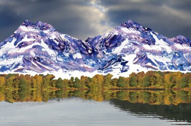 Arts numériques intitulée "lac de montagne" par Laurent-Alain Grenier, Œuvre d'art originale, Photographie numérique