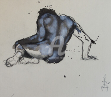 Dessin intitulée "Dos Homme" par Laurent Bergues, Œuvre d'art originale, Graphite