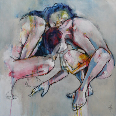 Картина под названием "Duo d'été" - Laurent Bergues, Подлинное произведение искусства, Акрил Установлен на Деревянная рама д…
