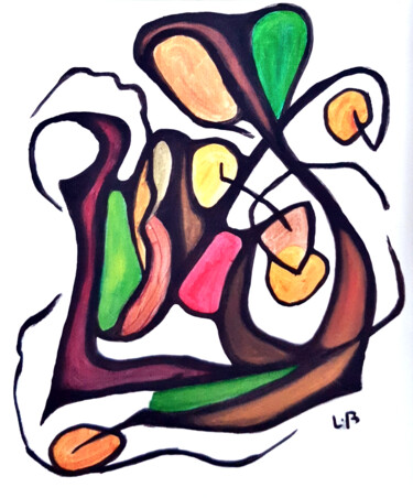 Картина под названием "Tribal-A4CC" - Laurent Bernard, Подлинное произведение искусства, Масло Установлен на Деревянная пане…