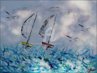 Malerei mit dem Titel "Navigué Ailleurs" von Laurent Boron, Original-Kunstwerk, Öl