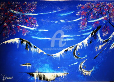 Painting titled "AVALANCHE Étoilée" by Laurent Boron, Original Artwork, Oil