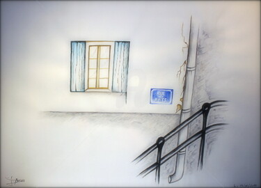 Картина под названием "RUE DES ARTS" - Laurent Boron, Подлинное произведение искусства, Акварель Установлен на Деревянная па…