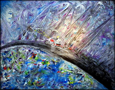 Painting titled "BURNOUT vers l'arc…" by Laurent Boron, Original Artwork, Oil