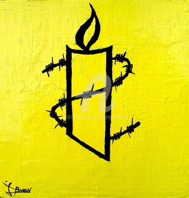 Painting titled "Amnesty internation…" by Laurent Boron, Original Artwork, Oil