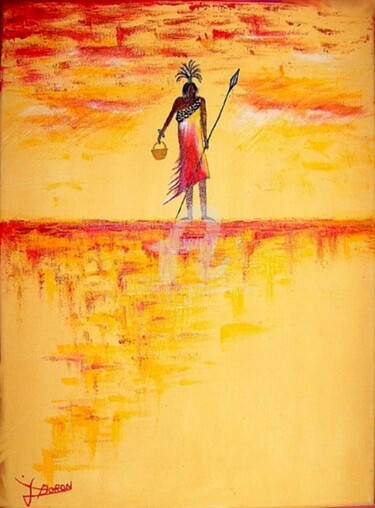 Painting titled "La femme africaine" by Laurent Boron, Original Artwork, Oil