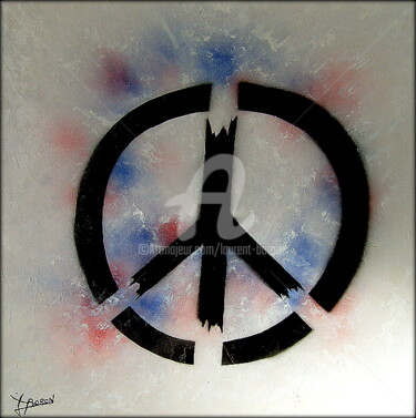Malerei mit dem Titel "PEACE ALL OVER THE…" von Laurent Boron, Original-Kunstwerk, Öl