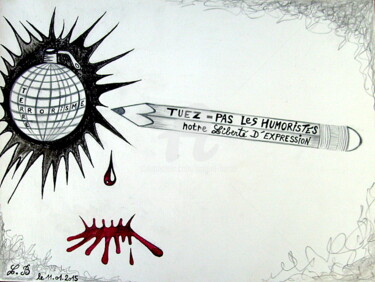 Dibujo titulada "CONTRE LE TERRORISM…" por Laurent Boron, Obra de arte original, Tinta