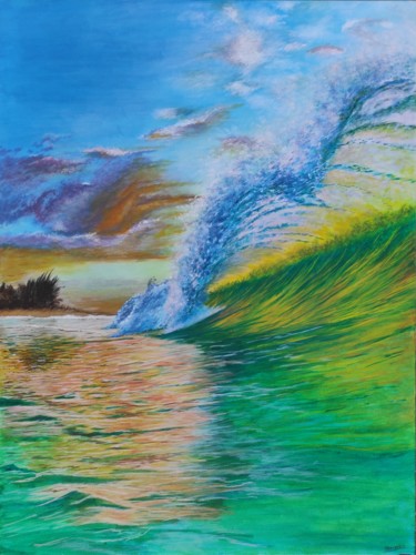 Painting titled "Vagues" by Laurent Bougouin, Original Artwork, Acrylic